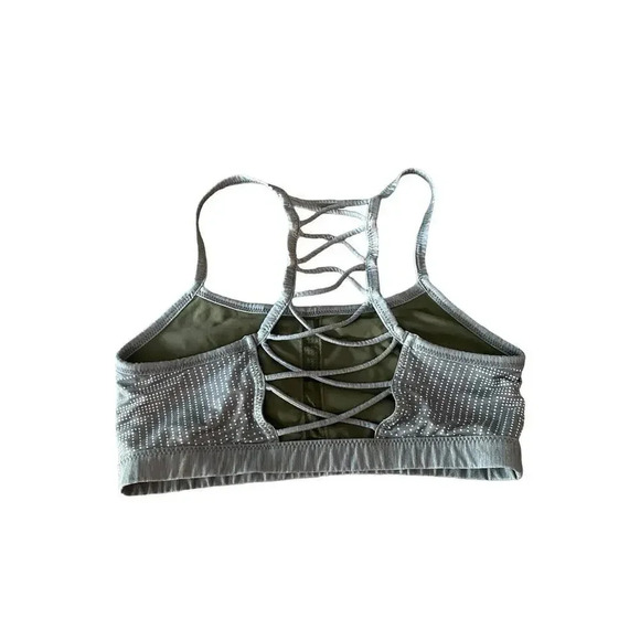 PrAna Green Geometric Print Lattice Back Isaline Sports Bra Size Medium - Picture 3 of 4